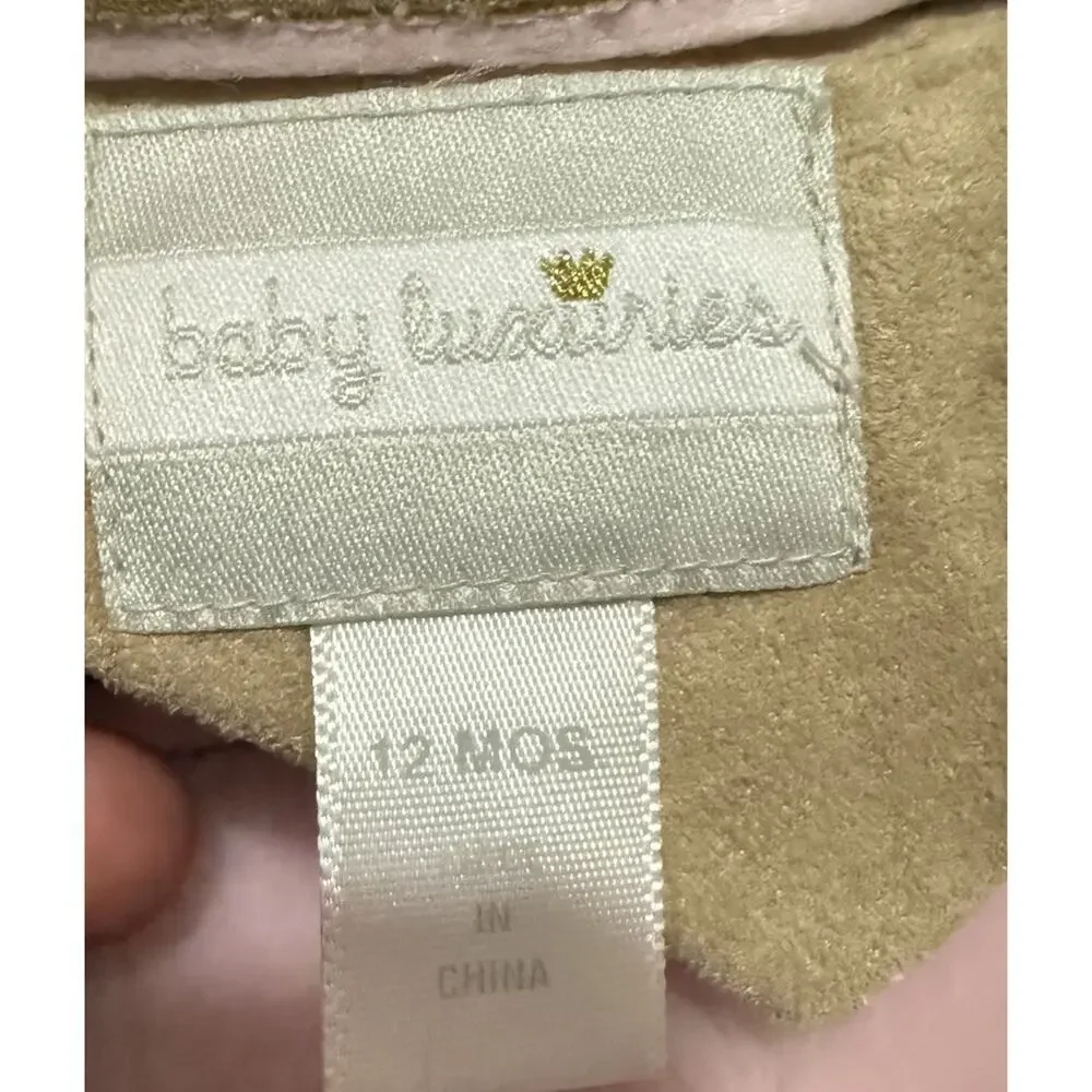 Baby Luxuries Tan Sherpa Snow Suit Bunting 12 Months Super Soft One Piece